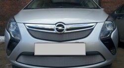 1 299 р. Нижняя сетка на бампер Russtal (хром)  Opel Zafira  С (2011-2016). Увеличить фотографию 1