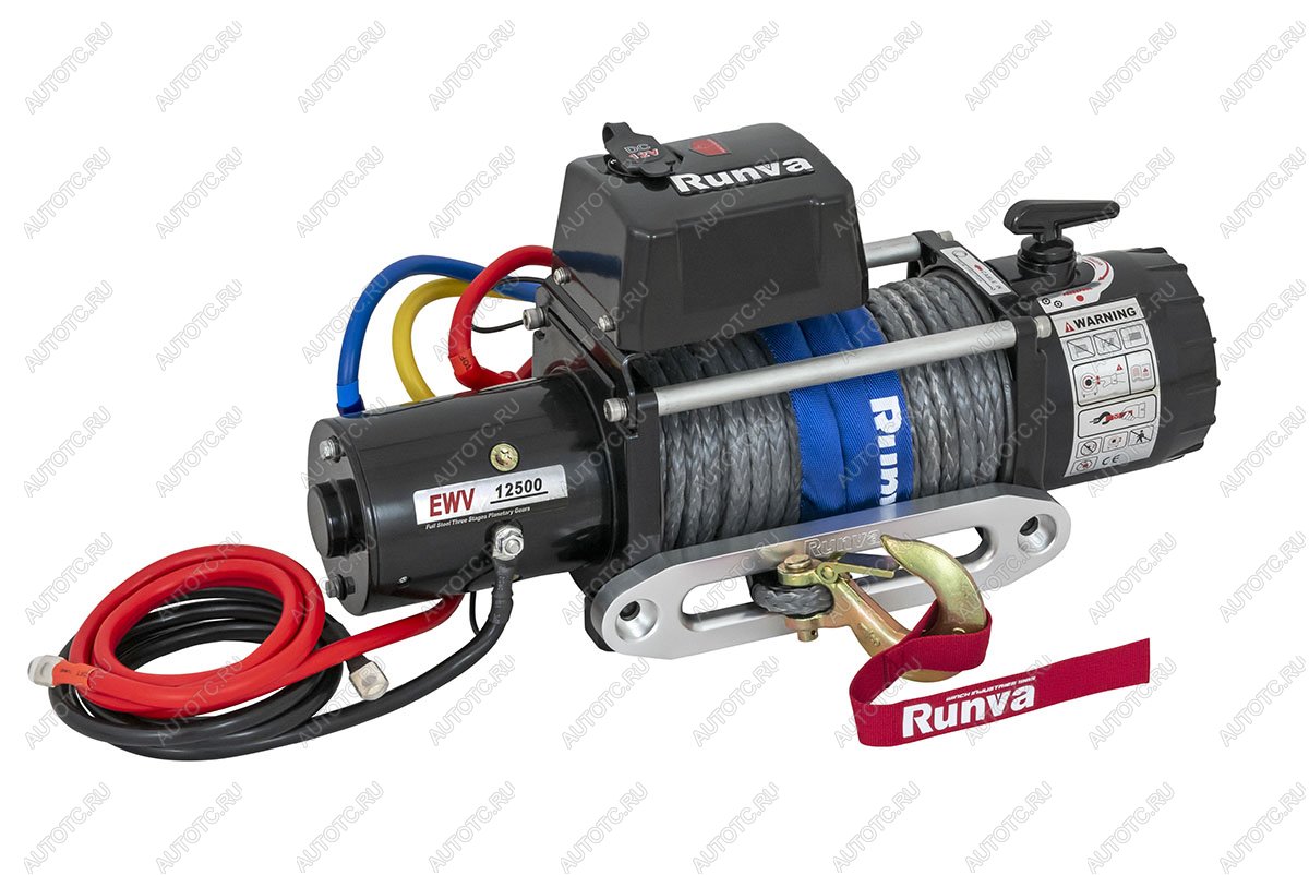 Лебёдка электрическая 12V Runva 12500 lbs 5670 кг (синтетический трос) ewv12500ssr