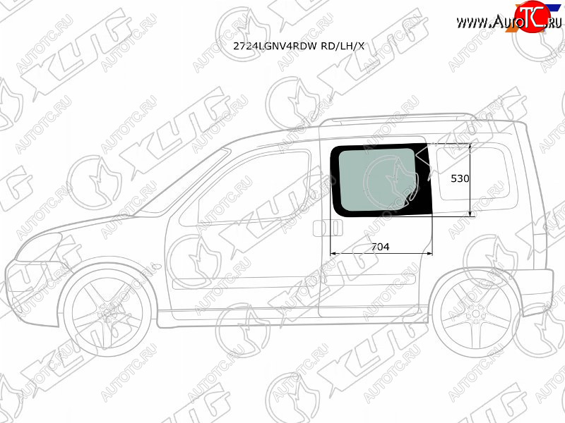 Стекло боковое опускное (Сзади Слева Цвет зеленый) Citroen Berlingo 96-12  Peugeot Partner 96-12 2724LGNV4RDW RD/LH/X