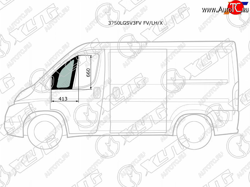 Стекло форточки (Цвет зеленый) Peugeot Boxer 06-  Citroen Jumper 06-  Fiat Ducato 06- 3750LGSV3FV FV/LH/X