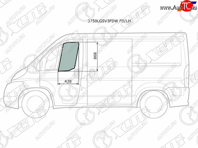 Стекло боковое опускное (Спереди Слева Цвет зеленый) Peugeot Boxer 06-  Citroen Jumper 06-  Fiat 3750LGSV3FDW FD/LH