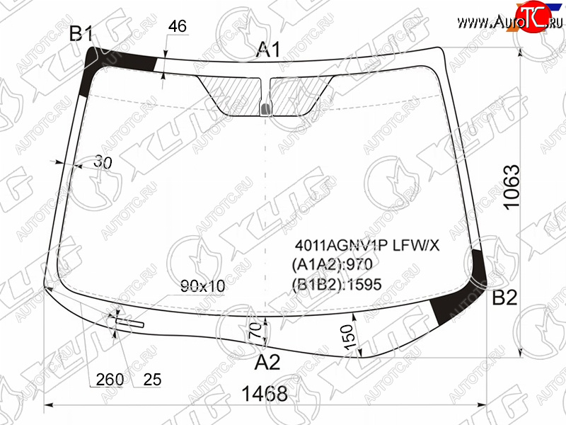 Стекло лобовое (Шелкография под зеркало с затемнением) Honda CR-V 11-18 4011AGNV1P LFW/X