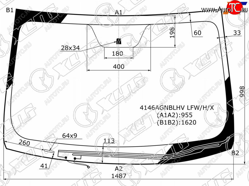 Стекло лобовое (Обогрев щеток Сборка Россия) Hyundai i40 11-17 4146AGNBLHV LFW/H/X