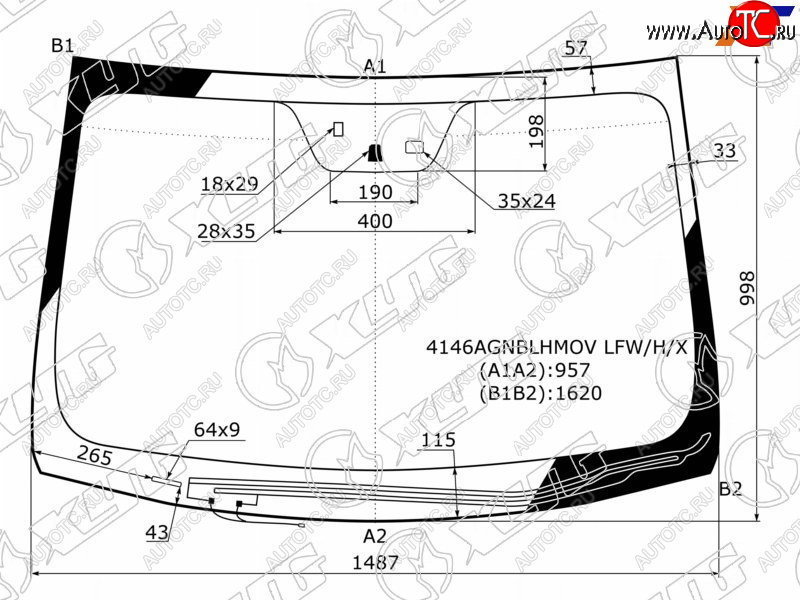 Стекло лобовое (Обогрев щеток Датчик дождя Сборка Россия) Hyundai i40 11-17 4146AGNBLHMOV LFW/H/X