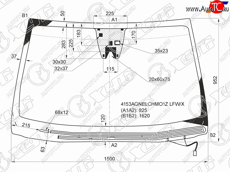 Стекло лобовое (Обогрев щеток Камера Датчик дождя) Hyundai Santa Fe 12-19  Grand Santa Fe 13-18 4153AGNBLCHMO1Z LFW/X