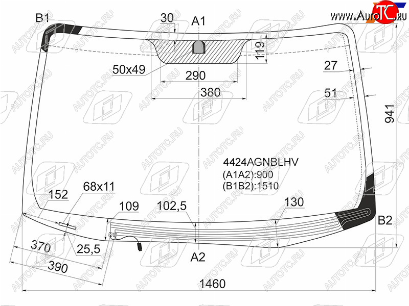 Стекло лобовое (Обогрев щеток) Kia Sportage 06-10 4424AGNBLHV