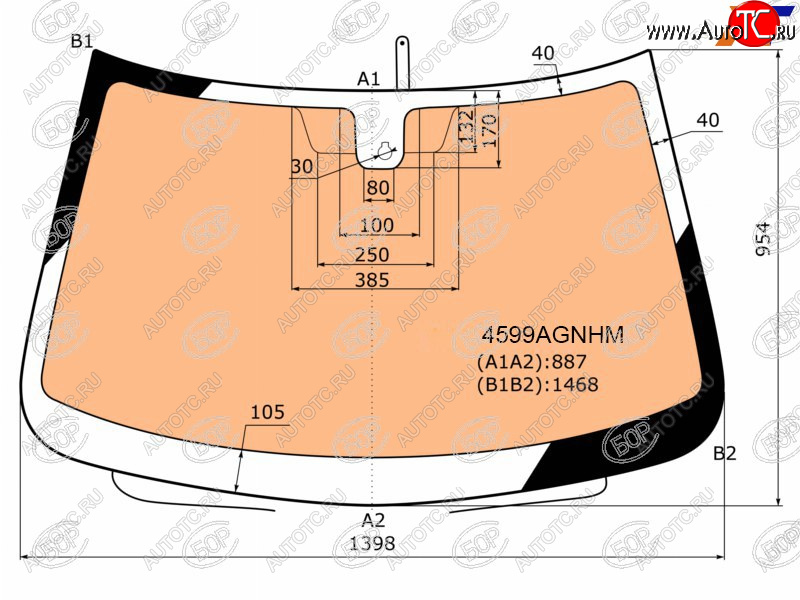 Стекло лобовое (Обогрев полный Датчик дождя) Datsun mi-Do 14-  on-DO 14-19  LADA Granta 11-  Gra 4599AGNHM