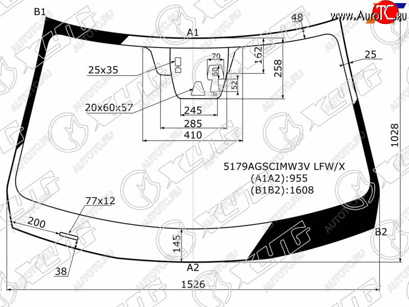 Стекло лобовое (Три камеры Датчик дождя) Mazda CX-5 11-17 5179AGSCIMW3V LFW/X