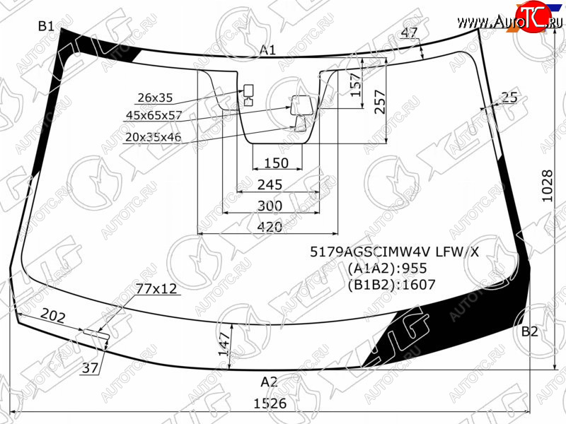 Стекло лобовое (Две камеры Датчик дождя) Mazda CX-5 11-17 5179AGSCIMW4V LFW/X