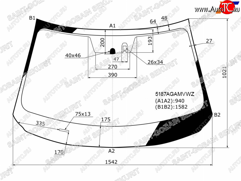 Стекло лобовое (Датчик дождя Молдинг) Mazda CX-5 16- 5187AGAMVWZ