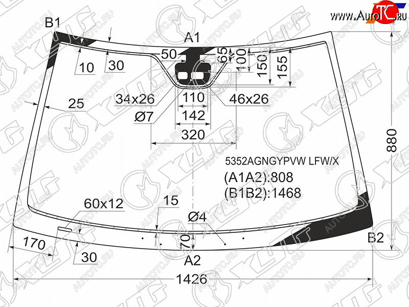 Стекло лобовое (Датчик дождя Раздельный датчик дождя 2D CPE) Mercedes-Benz C-Class 00-08 5352AGNGYPVW LFW/X