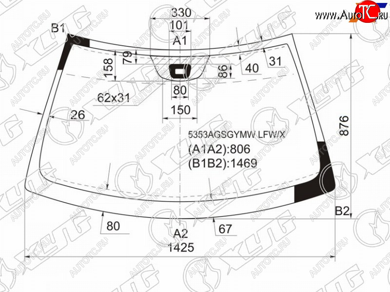 Стекло лобовое (Датчик дождя) Mercedes-Benz CLK-Class 02-10 5353AGSGYMW LFW/X