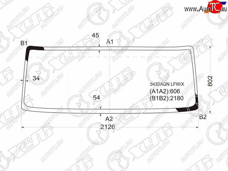 Стекло лобовое Kamaz 5490 13-  Mercedes-Benz Atego 98-13  Axor 01- 5430AGN LFW/X