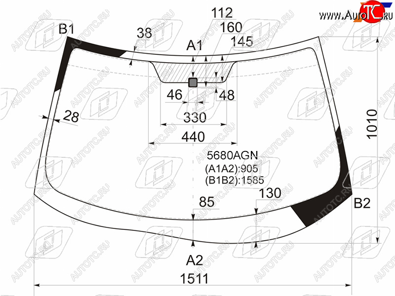 Стекло лобовое Mitsubishi Outlander 05-12  Citroen C-Crosser 07-12  Peugeot 4007 07-14 5680AGN