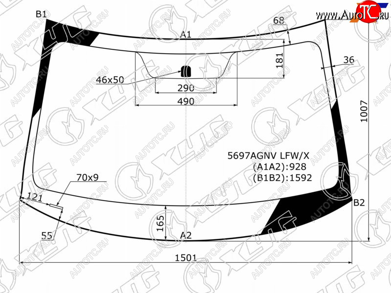 Стекло лобовое Mitsubishi Outlander 12-22 5697AGNV LFW/X