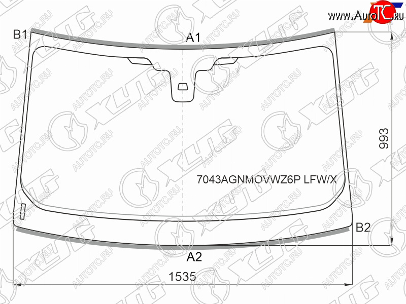 Стекло лобовое (Датчик дождя Молдинг 5D) Land Rover Range Rover Evoque 15-18 7043AGNMOVWZ6P LFW/X