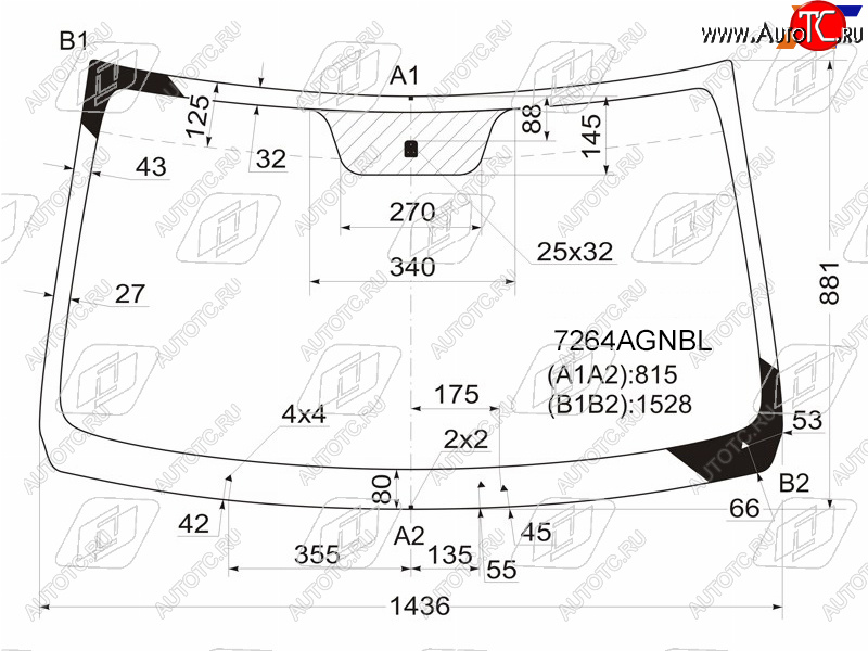 Стекло лобовое Renault Logan 04-16  Dacia Logan 04-08  Logan Mcv 08-12  LADA Largus 12-  Largus 7264AGNBL