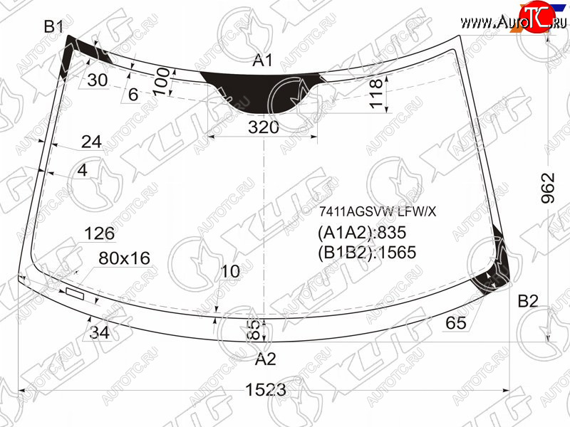 Стекло лобовое Cadillac BLS 06-10  Saab 9-3 02-14 7411AGSVW LFW/X