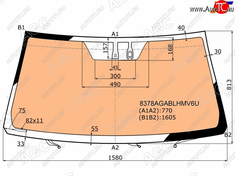 Стекло лобовое (Обогрев полный Датчик дождя) Toyota Land Cruiser (J200) 15-21  Lexus LX 15-23 8378AGABLHMV6U