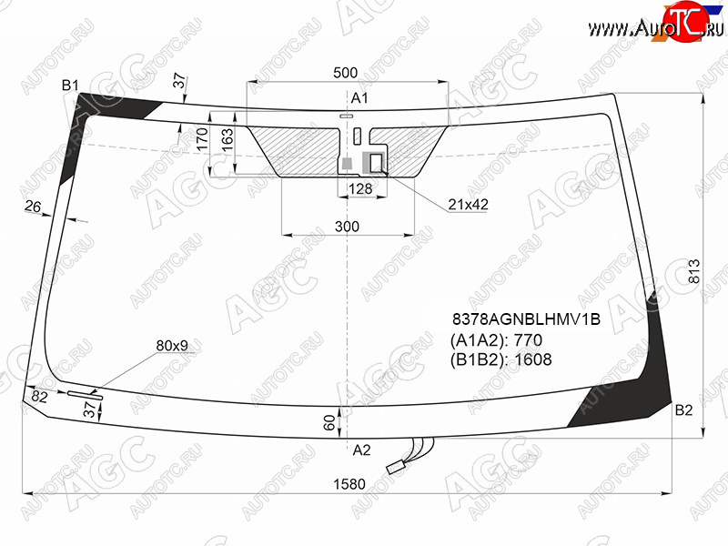 Стекло лобовое (Обогрев щеток Датчик дождя) Toyota Land Cruiser (J200) 07-15  Lexus LX 07-15 8378AGNBLHMV1B