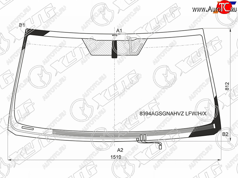 Стекло лобовое (Обогрев щеток Антенна) Toyota Land Cruiser Prado (J150) 09-17 8394AGSGNAHVZ LFW/H/X