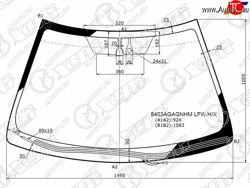 Стекло лобовое (Обогрев щеток Датчик дождя) Toyota Camry (XV50) 11-18  Camry UAEUSA 11-17 8403AGAGNHM LFW/H/X