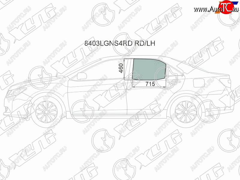 Стекло боковое опускное (Сзади Слева Цвет зеленый Крепления) Toyota Camry (XV50) 11-21  Camry US 8403LGNS4RD RD/LH