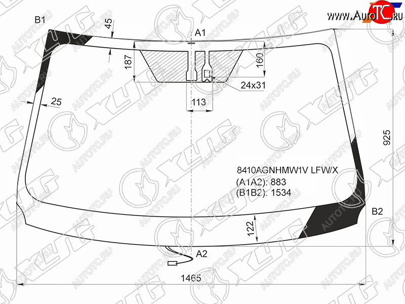 Стекло лобовое (Обогрев щеток Датчик дождя) Toyota RAV4 (XA40) 12-19 8410AGNHMW1V LFW/X