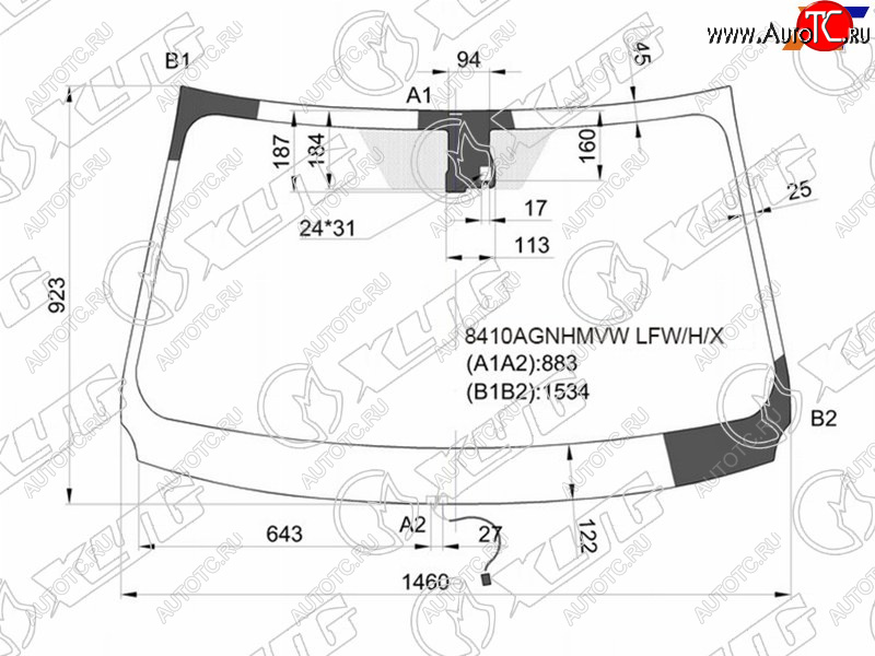 Стекло лобовое (Обогрев щеток Датчик дождя) Toyota RAV4 (XA40) 12-19 8410AGNHMVW LFW/H/X