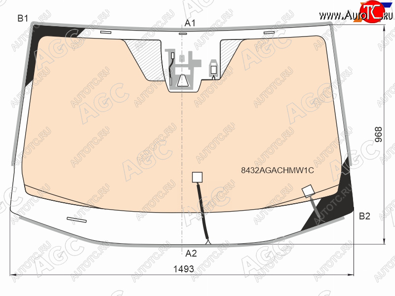 Стекло лобовое (Обогрев полный Камера Датчик дождя Молдинг) Toyota RAV4 (XA50) 18- 8432AGACHMW1C