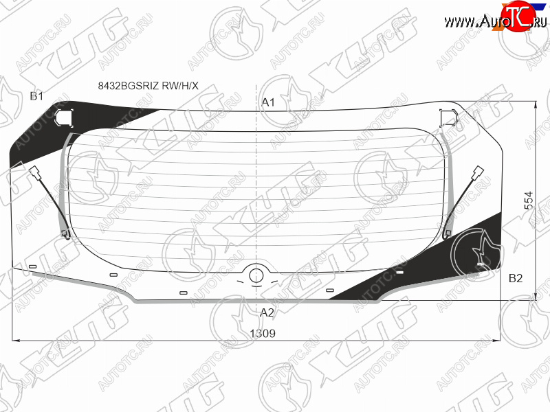 Стекло заднее (Цвет зеленый Обогрев Молдинг) Toyota RAV4 (XA50) 18-  Wildlander 19- 8432BGSRIZ RW/H/X