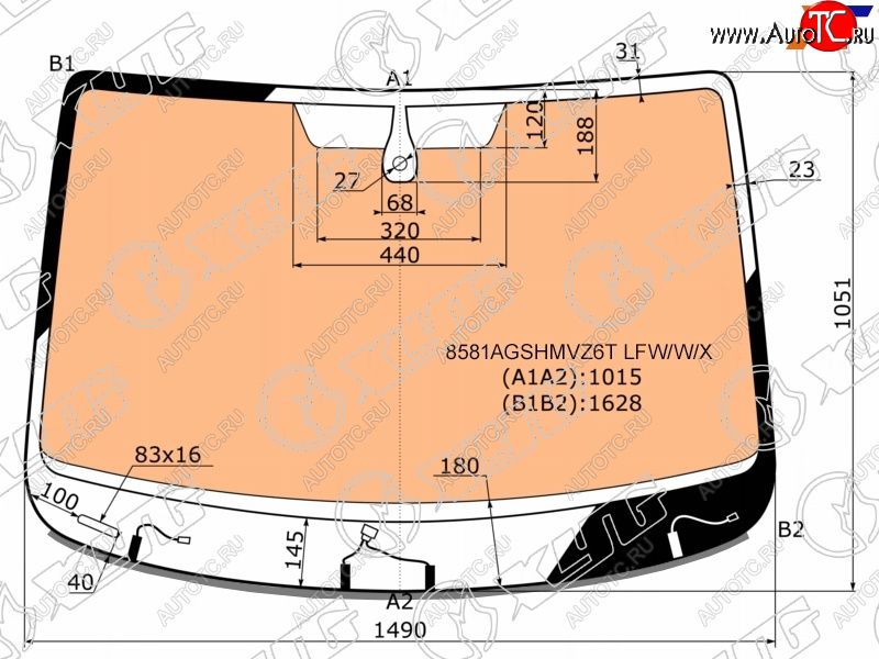 Стекло лобовое (Обогрев полный Датчик дождя Молдинг) Volkswagen Caddy 15-20 8581AGSHMVZ6T LFW/W/X