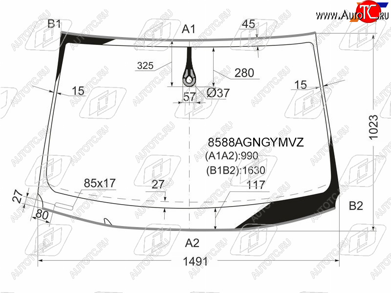 Стекло лобовое (Датчик дождя Молдинг) Audi Q7 05-15 8588AGNGYMVZ