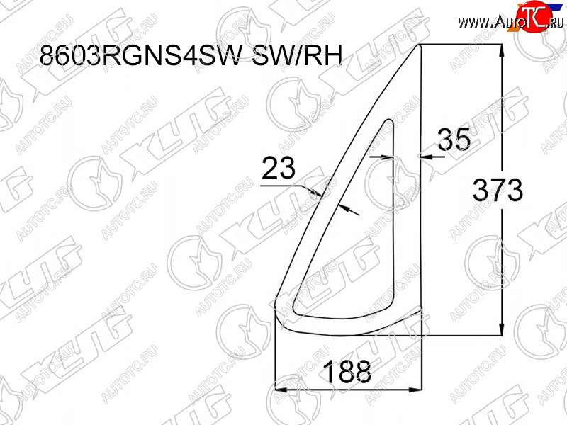 Стекло кузова боковое (не опускное) (Справа Цвет зеленый) Skoda Rapid 20-  Volkswagen Polo 09-20 8603RGNS4SW SW/RH