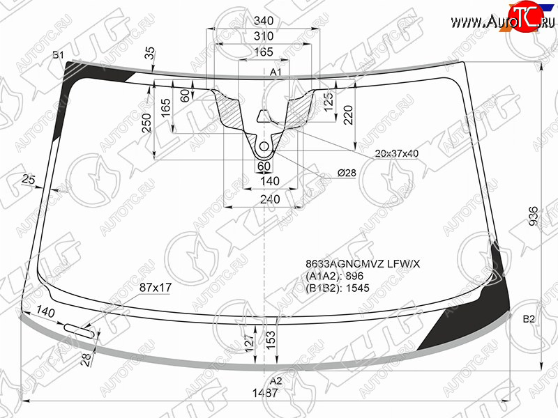 Стекло лобовое (Камера Датчик дождя Молдинг SPORTBACK) Audi A5 16-  S5 17- 8633AGNCMVZ LFW/X