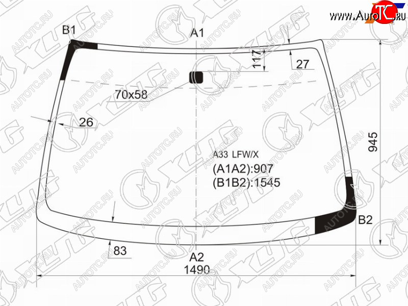 Стекло лобовое Infiniti I30 99-04  I35 99-04  Nissan Cefiro 98-03  Maxima 00-06 A33 LFW/X