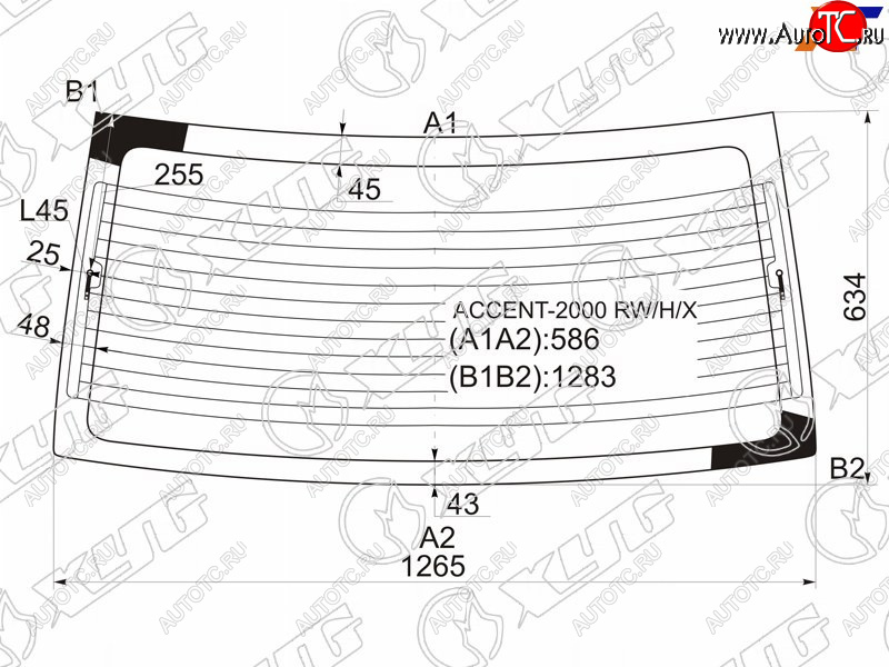 Стекло заднее (Цвет зеленый Обогрев) Hyundai Accent 99-12  Verna 00-06  ТагАЗ Accent 99-12 ACCENT-2000 RW/H/X