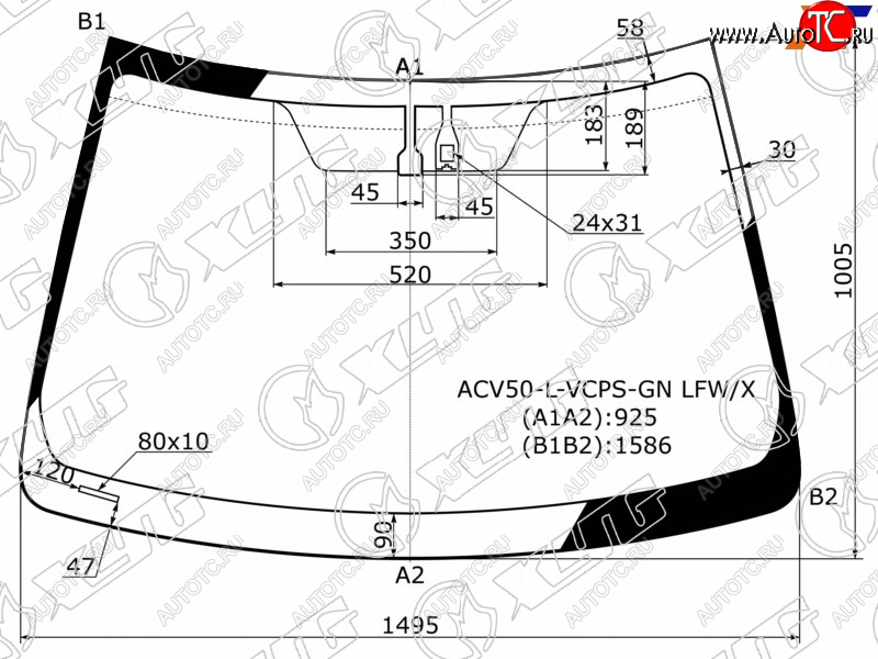 Стекло лобовое (Датчик дождя) Toyota Camry (XV50) 11-21  Camry UAEUSA 11-17 ACV50-L-VCPS-GN LFW/X