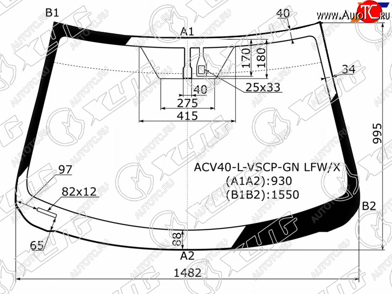 Стекло лобовое (Датчик дождя) Toyota Camry (XV40) 06-11  Aurion 06-12  Camry UAEUSA 06-11 ACV40-L-VSCP-GN LFW/X