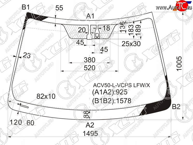 Стекло лобовое (Датчик дождя) Toyota Camry (XV50) 11-21  Camry UAEUSA 11-17 ACV50-L-VCPS LFW/X