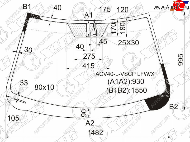 Стекло лобовое (Датчик дождя) Toyota Camry (XV40) 06-11  Aurion 06-12  Camry UAEUSA 06-11 ACV40-L-VSCP LFW/X