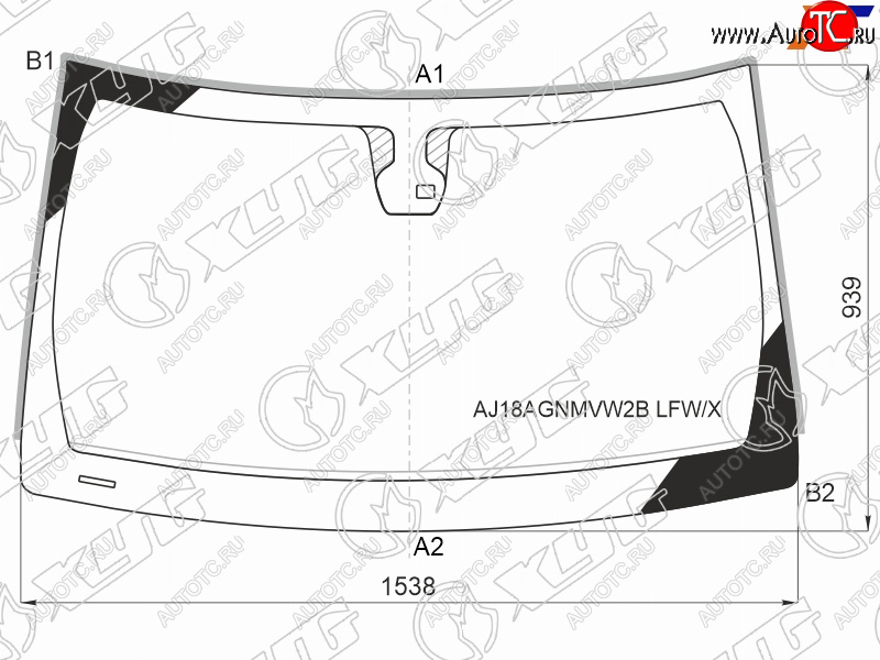 Стекло лобовое (Датчик дождя Молдинг) Dodge Durango 14-20  Jeep Grand Cherokee 13-18 AJ18AGNMVW2B LFW/X