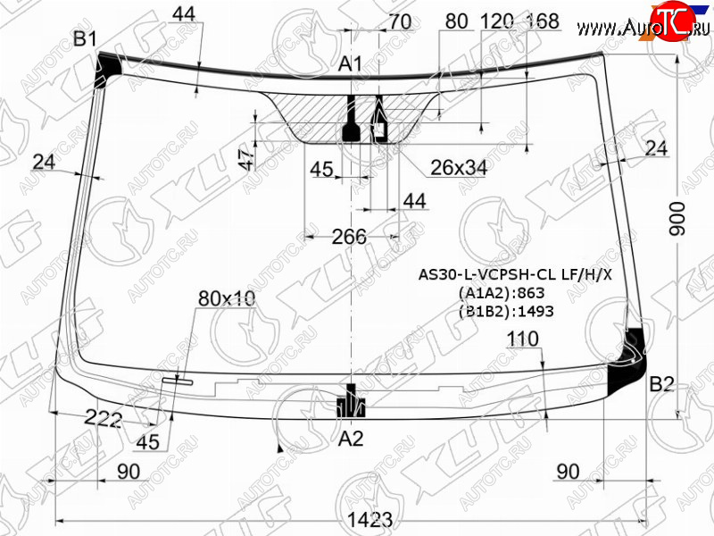 Стекло лобовое (Обогрев щеток Датчик дождя Молдинг) Toyota RAV4 (XA30) 05-13 AS30-L-VCPSH-CL LFW/H/X