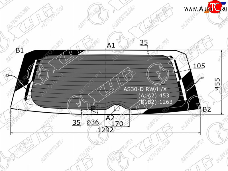 Стекло заднее (Затемненное Обогрев) Toyota RAV4 (XA30) 05-13  Vanguard 07-13 AS30-D RW/H/X