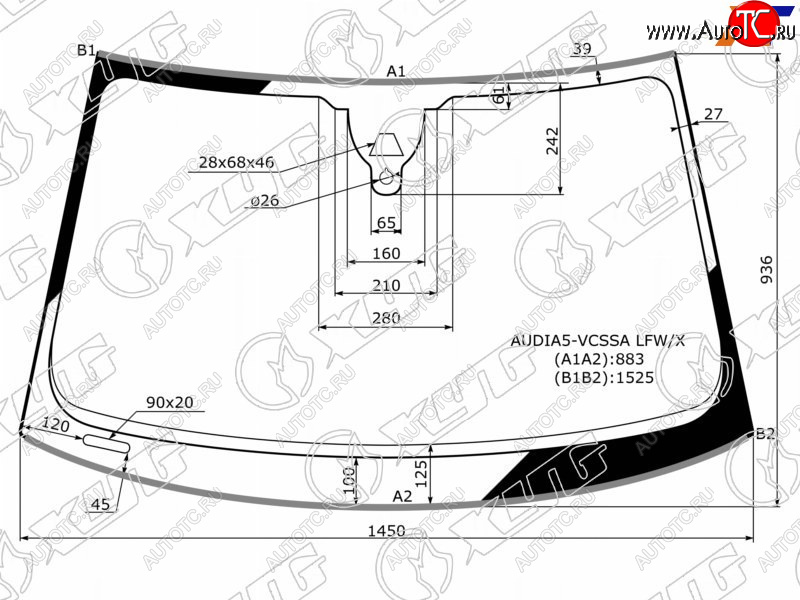 Стекло лобовое (Одна камера Датчик дождя Молдинг) Audi A5 07-11  S5 07-11                         AUDIA5-VCSSA LFW/X