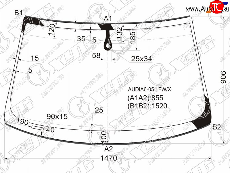 Стекло лобовое (Датчик дождя Молдинг) Audi A6 04-10  A6 allroad quattro 06-12  S6 06-11 AUDIA6-05 LFW/X