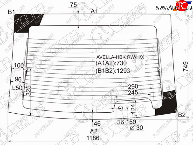 Стекло заднее (Цвет зеленый Обогрев) Ford Aspire 94-98  Kia Avella 97-00 AVELLA-HBK RW/H/X