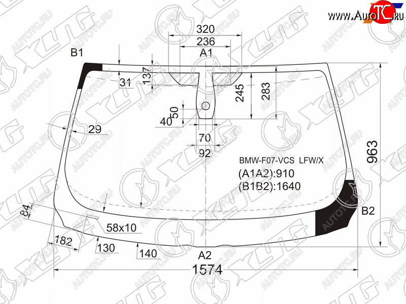 Стекло лобовое (Датчик дождя) BMW 5-Series Gran Turismo 09-13 BMW-F07-VCS LFW/X