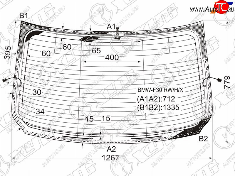 Стекло заднее (Цвет зеленый Обогрев Антенна) BMW 3-Series 11-19 BMW-F30 RW/H/X