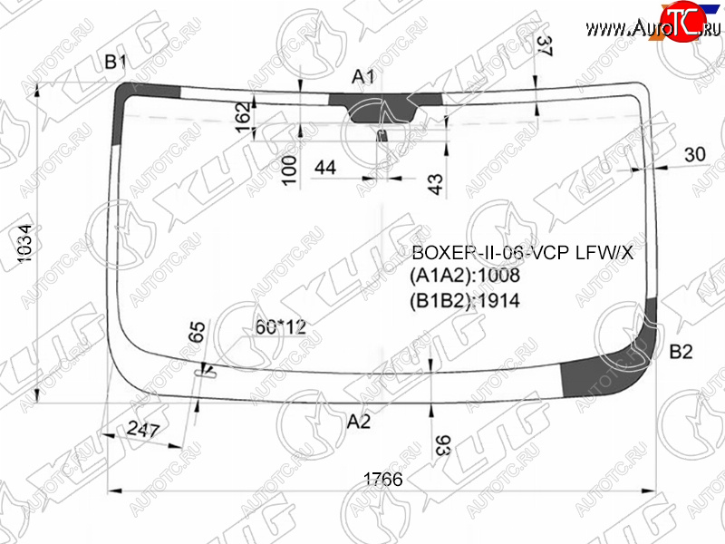 Стекло лобовое Peugeot Boxer 06-  Citroen Jumper 06-  Fiat Ducato 06- BOXER-II-06-VCP LFW/X